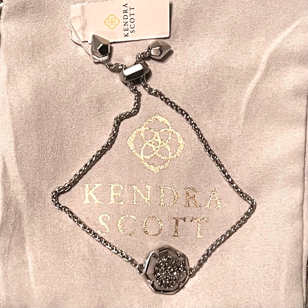 Kendra Scott Cynthia Drusy Adjustable Chain Bracelet Silver Platinum